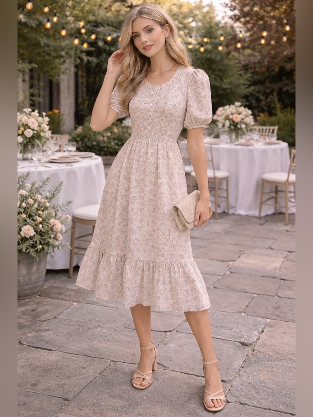 Vintage-Inspired Floral Dress | Soft Cottagecore Mini | Feminine Flowy Size M